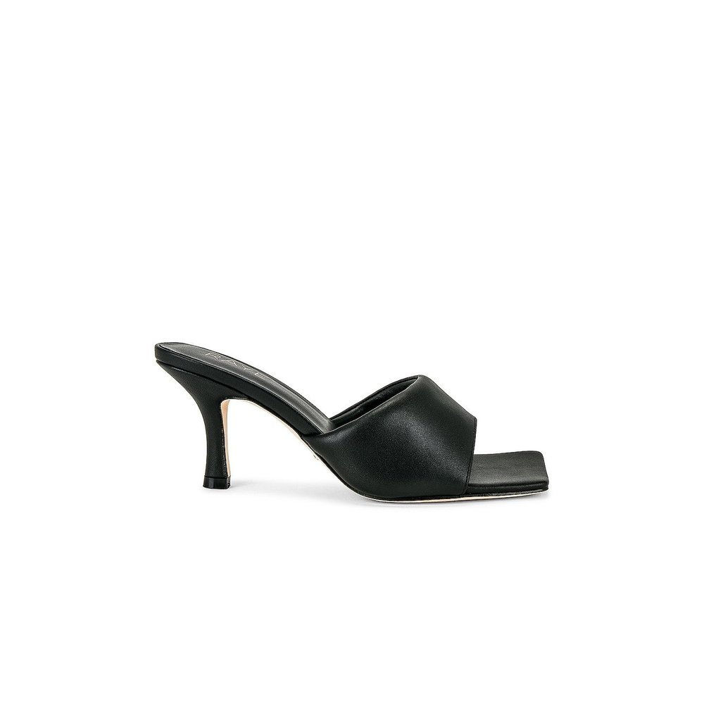 New RAYE Abie Heel in Black leather kitten heel slipper open toe